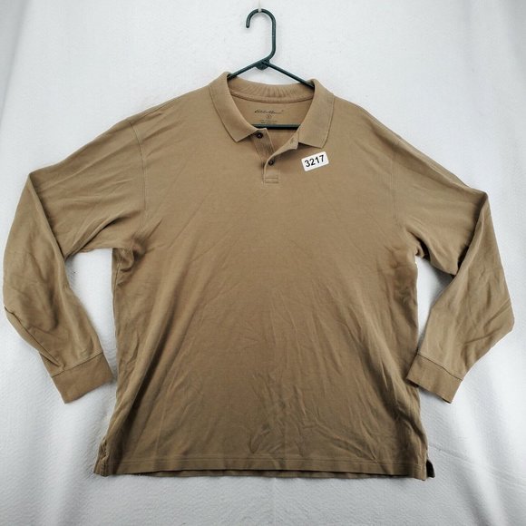 EDDIE BAUER Shirt Men's Long Sleeve Polo Button Closure Pullover Brown XL - Picture 12 of 12